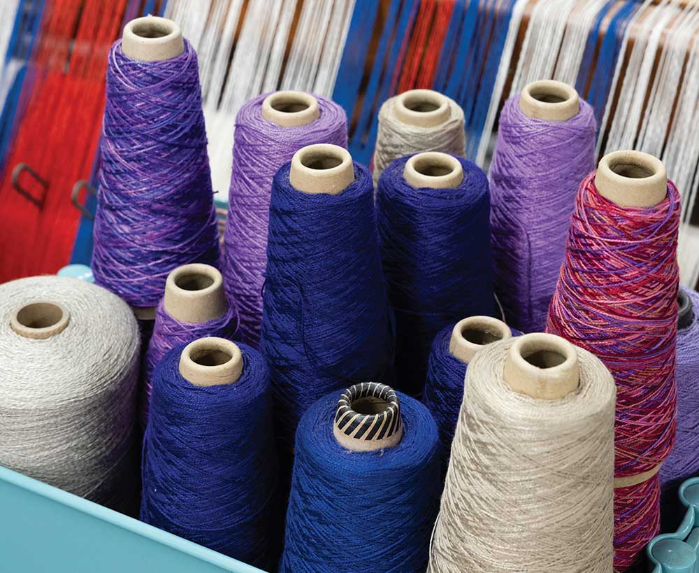 Fibers to be used on a loom at the Yadkin Valley Fiber Center in Elkin.