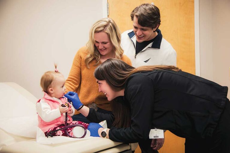 Family gets a check up for their young daughter at Hugh Chatham Health in Surry County, NC.