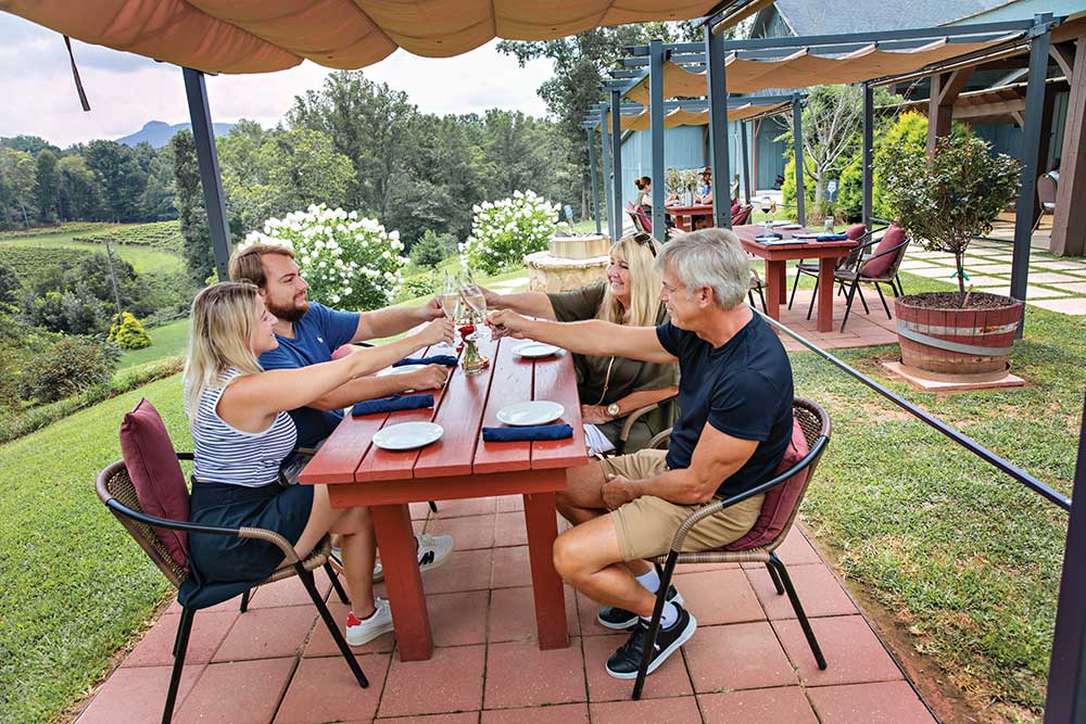 People enjoy a winery at Surry Wine Trail.