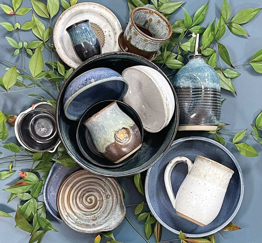 Pottery from Chrisanthemum Studios in Pilot Station, NC.