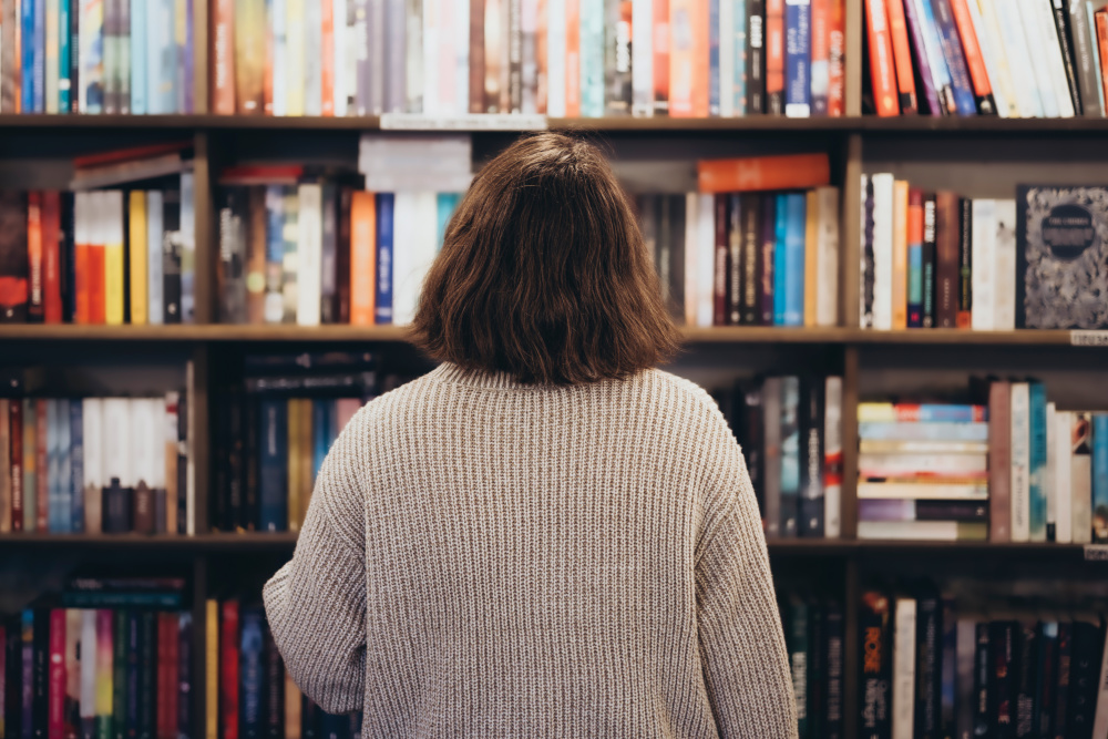 woman in bookstore