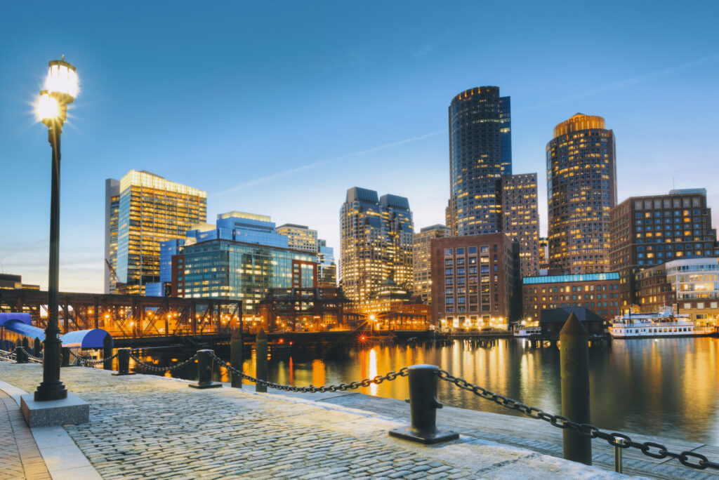 Rowe's wharf marina in Boston, MA USA