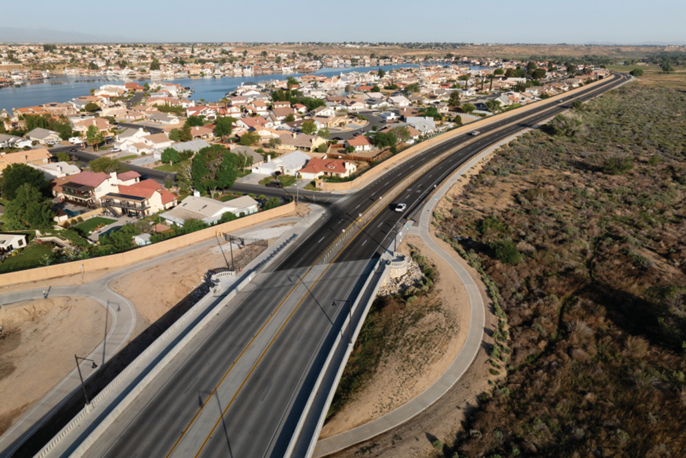 Aerial views of the Mojave Riverwalk bike path and pedestrian trail which starts at Fish Hatchery Road at the Victor Valley College Campus, continues under the Yucca Loma Bridge and continues into Mojave Narrows Regional Park in Victorville, California.
