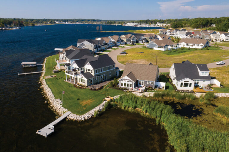 New waterfront development along White Lake in the town of Whithall, Michigan.