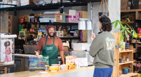 Community Grocery in downtown Corpus Christi offers everything from grab-and-go sandwiches and hard-to-find products to gathering spaces where people can play games.