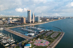 Downtown scene from Norma Urban Park in Corpus Christi.