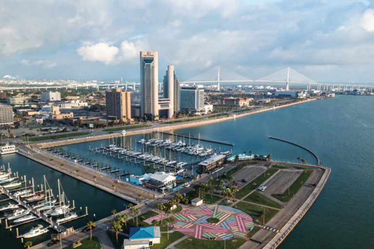 Downtown scene from Norma Urban Park in Corpus Christi.