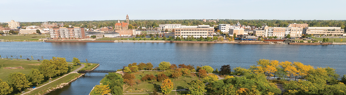 Aerial view of Bay City, Michigan