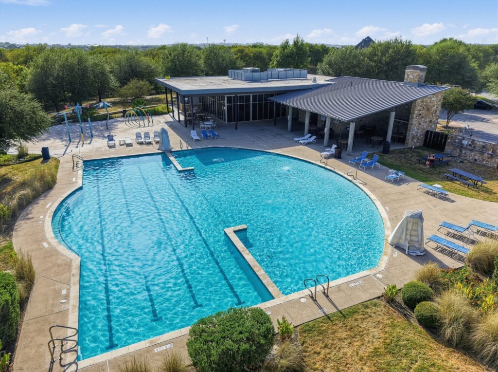 Aerial view of Garlic Creek Park swimming pool