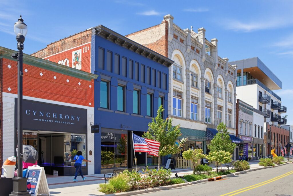 Shops in historic downtown Concord, NC