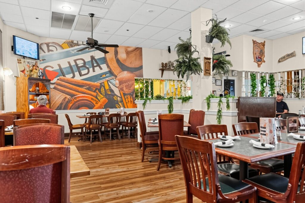 Interior of tables and decorations at Havana Carolina