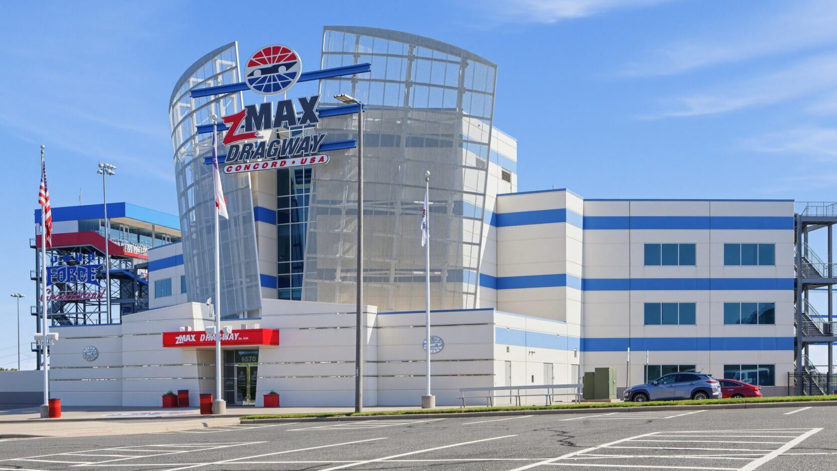 The zMAX Dragway entrance in Concord, NC