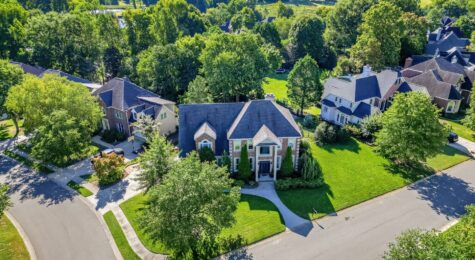 Aerial view of homes in the NorthStone neighborhood of Huntersville, NC.
