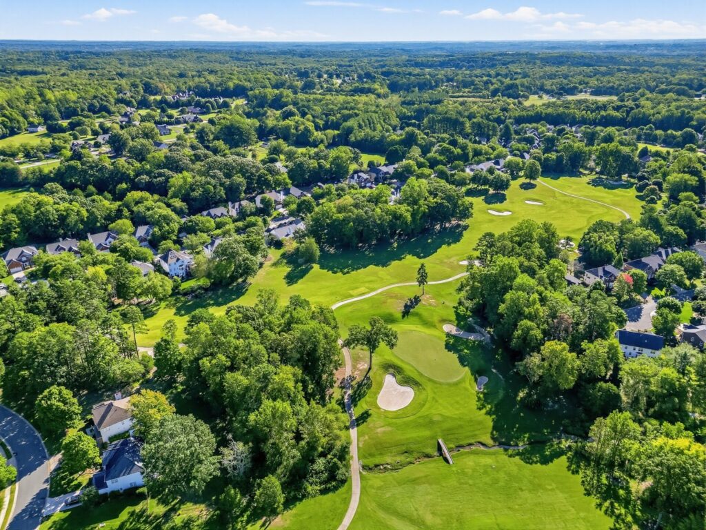 A view of the P.B. Dye-designed golf course in the NorthStone Country Club community in Huntersville, NC.