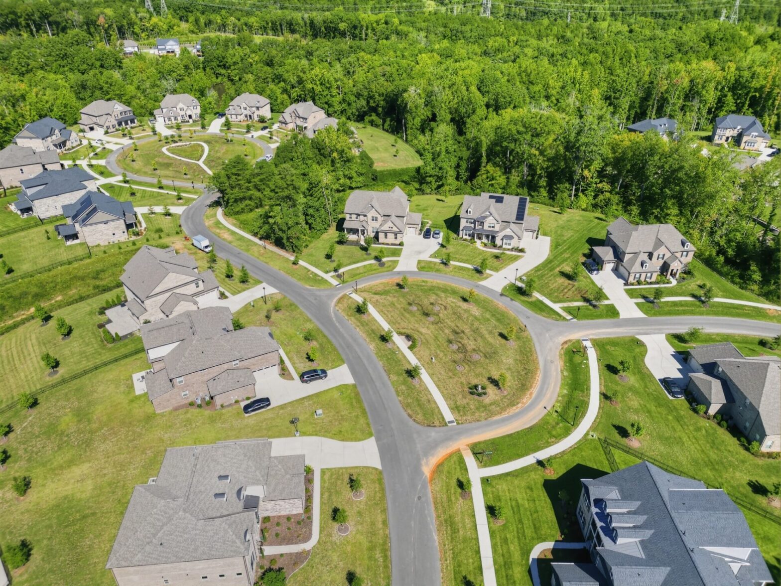 An aerial view of the Olmsted neighborhood in Huntersville, NC.