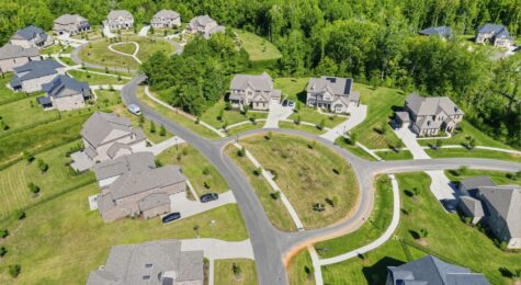 An aerial view of the Olmsted neighborhood in Huntersville, NC.