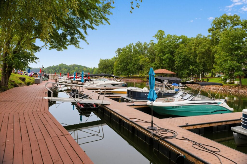 Boats docked at Lake Norman Marina