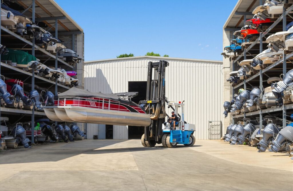Moving boats at the Lake Norman Marina dry dock