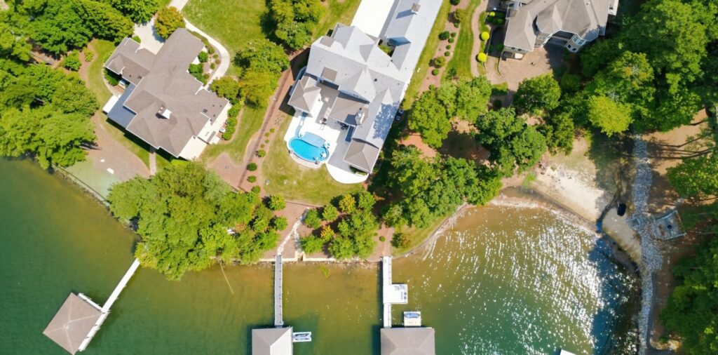 Aerial view of homes at Northview neighborhood in Lake Norman of Catawba