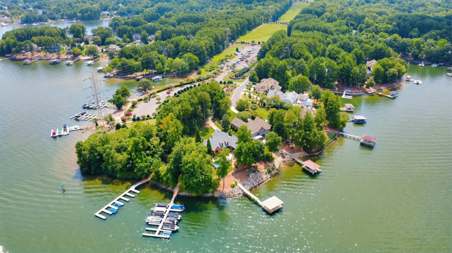 Aerial view of Northview Harbor in Lake Norman of Catawba, NC