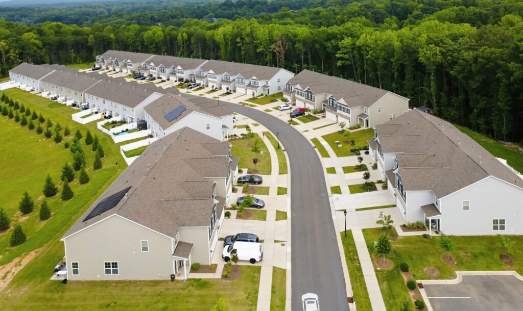 Row of houses in Anchors Landing of Lake Norman of Catawba, NC