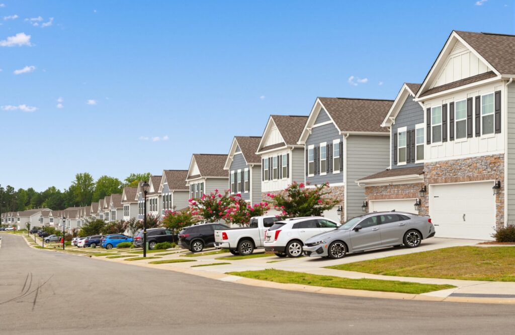 Row of houses in Anchors Landing of Lake Norman of Catawba, NC