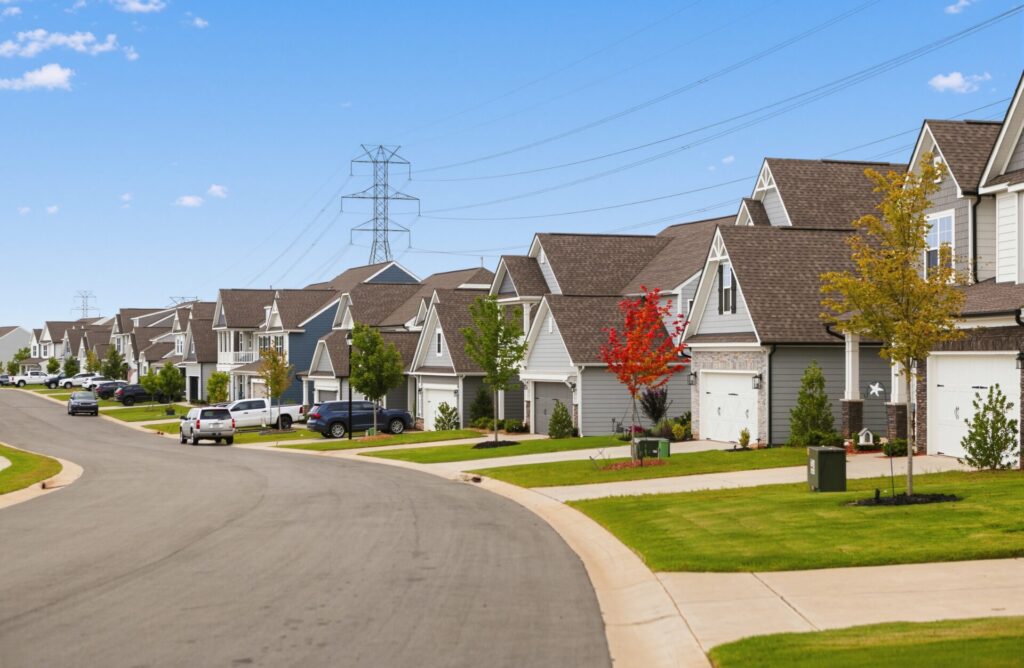 Street view of houses in Laurelbrook of Lake Norman of Catawba, NC