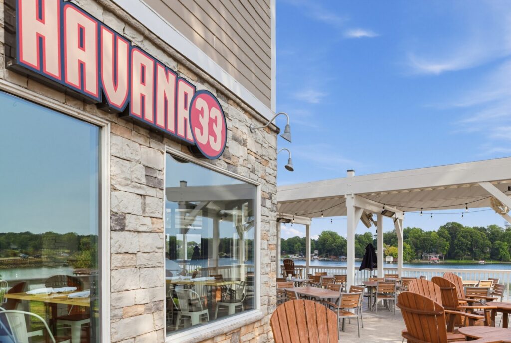Waterfront dining at Havana 33 in Mooresville, NC.