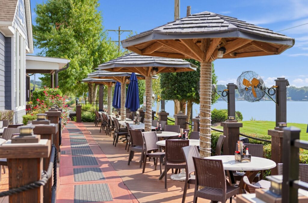 Waterfront dining is one of the perks of living on Lake Norman in Mooresville, NC.