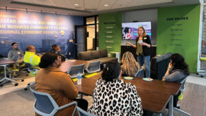 Woman speaking at the Greenville Chamber