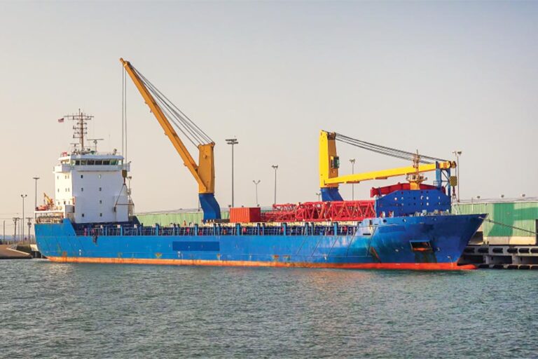 Cargo ship docked in Corpus Christi harbor, Texas