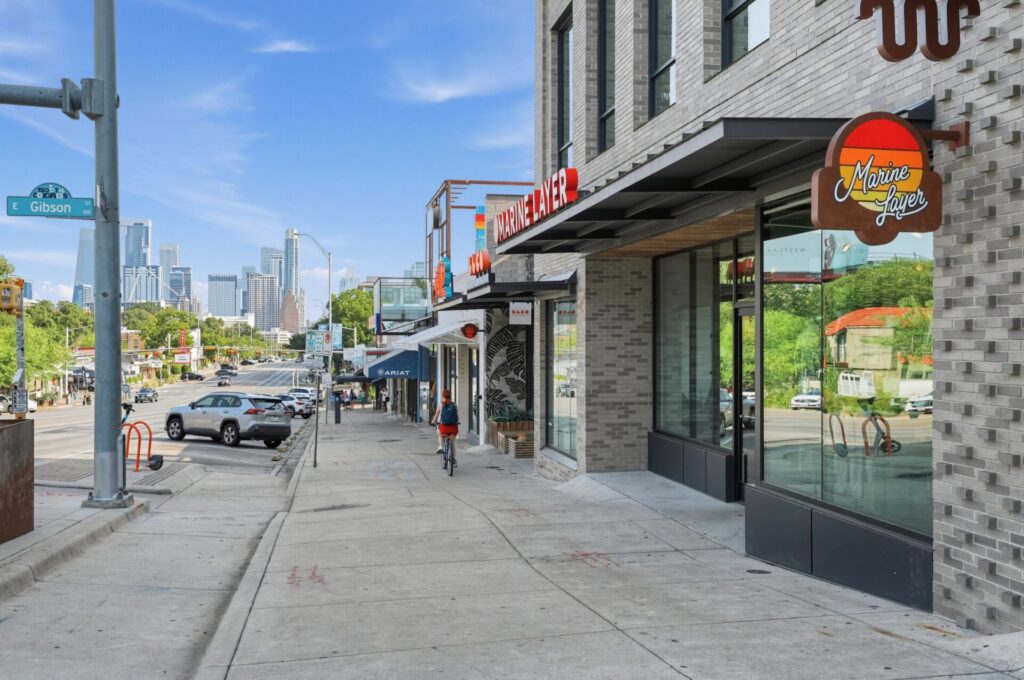 South Congress Avenue in Austin, TX, is a walkable area with shops and restaurants.
