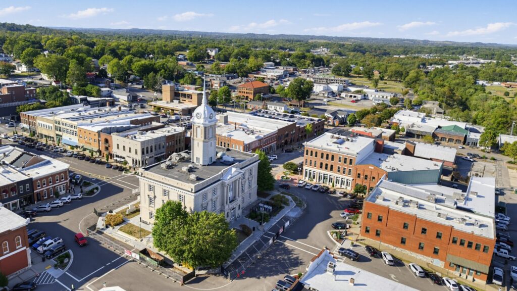 The downtown historic district of Columbia, TN