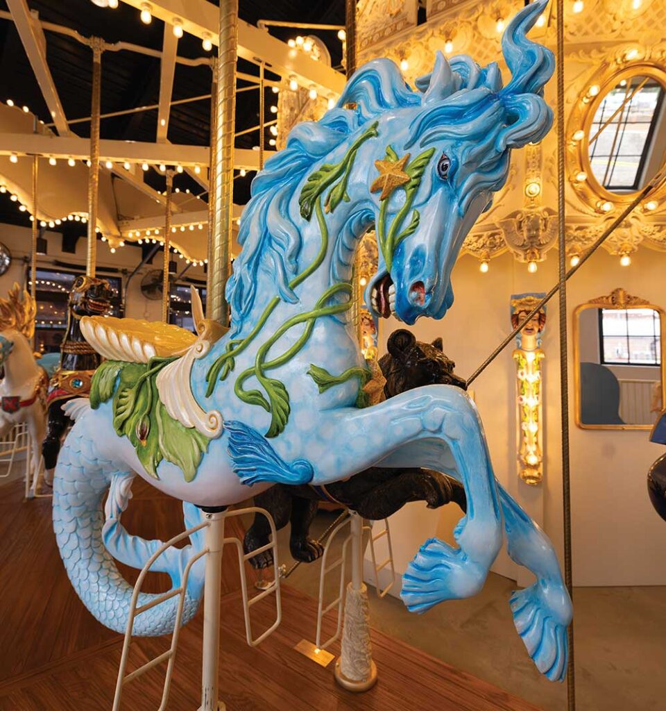 Ikaika Seahorse at Carousel of Dreams by Ken Means at The Factory at Franklin, in Franklin, Tennessee.