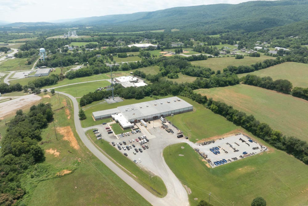 Aerial views of Virnig Manufacturing in Pikeville, Tennessee
