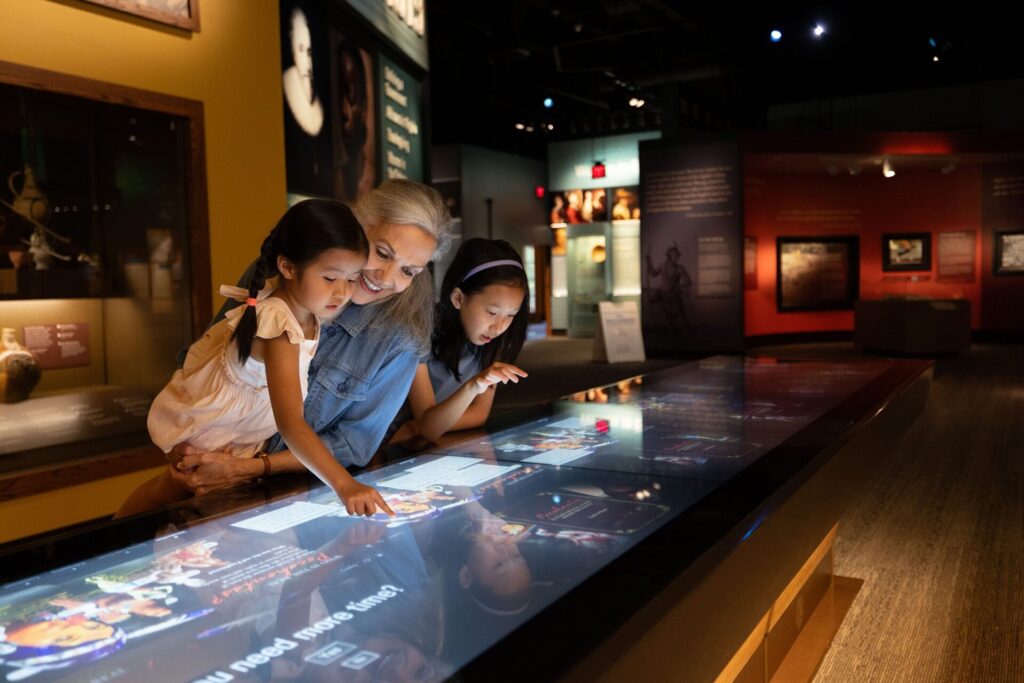 A family at the Jamestown Settlement museum