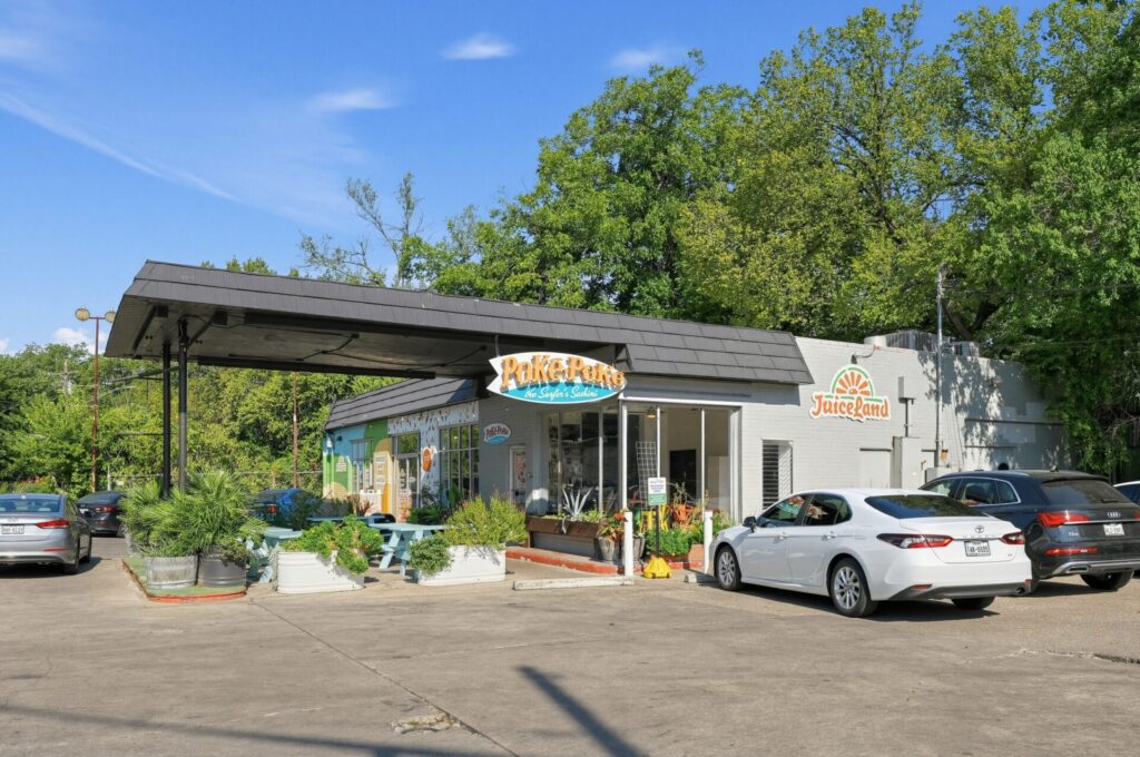 A gas station turned restaurant in the Hyde Park neighborhood in Austin, Texas.