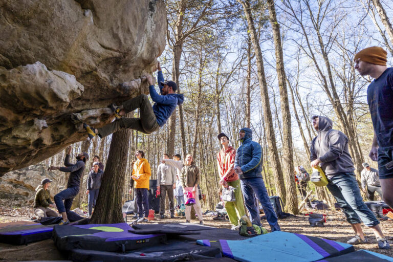Rock climbers in Dekalb County.
